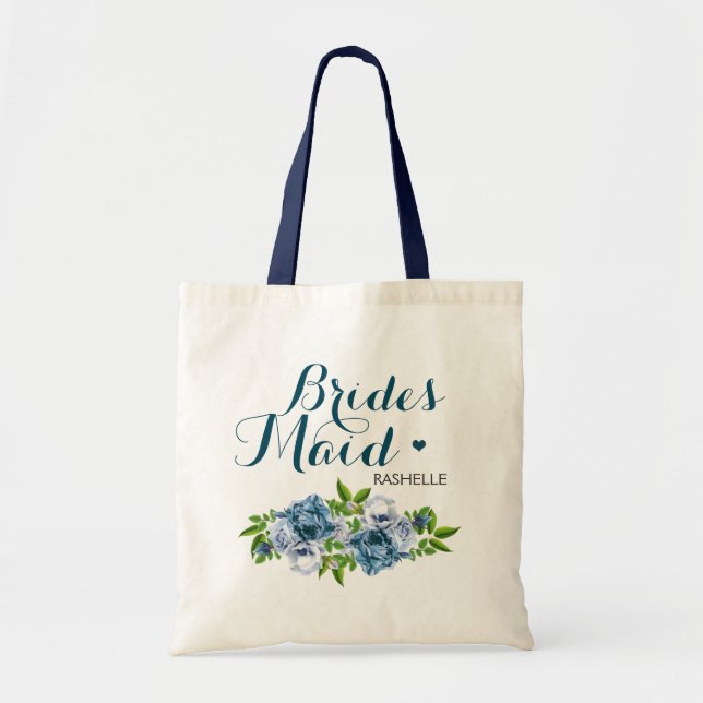 Navy Blue Floral Brides Maid Tragetasche (Vorne)