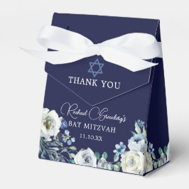 Navy Blue Floral Custom Elegante Bat Mitzvah Party Geschenkschachtel