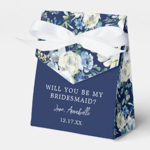Navy Blue Floral Elegant wirst du meine Bridesmaid Geschenkschachtel