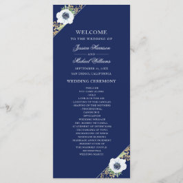 Navy Blue Floral Elegante Anemone Bouquet Wedding Programm