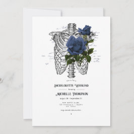 Navy Blue Floral Gothic Bachelorette Wochenende Einladung