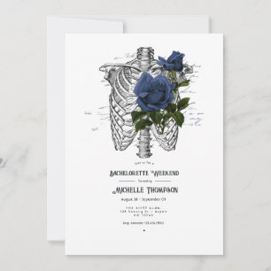 Navy Blue Floral Gothic Bachelorette Wochenende Einladung