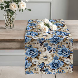 Navy Blue Floral Home Decor Table Runner Großer Tischläufer