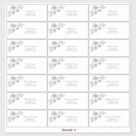 Navy Blue Floral Line Art Guest Anschrift Aufkleber