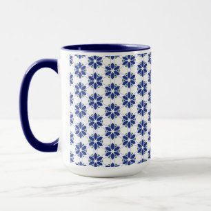 Navy Blue Floral Mosaik Tasse