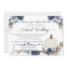 Navy Blue Floral Pumpkin Rustic Virtual Wedding