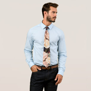 Navy Blue & Floral Rose Fett Blume Krawatte