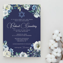 Navy Blue Floral Star von David Bat Mitzvah