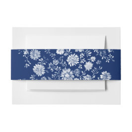 Navy Blue Floral Wedding Einladungsbanderole