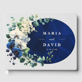 Navy Blue Floral Wedding Guest Book Gästebuch