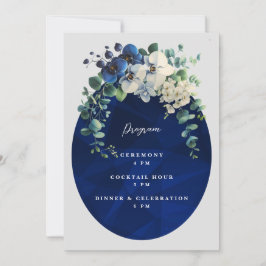Navy Blue Floral Wedding Program Einladung