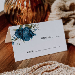 Navy Blue Floral Wedding Table Number Place Card Platzkarte