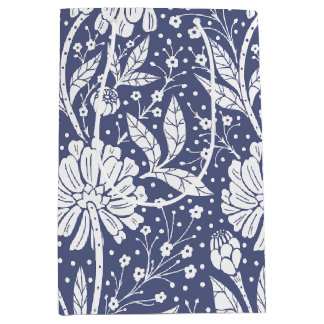 Navy Blue Floral William Morris Style Mittlere Geschenktüte