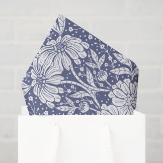 Navy Blue Floral William Morris Style Seidenpapier