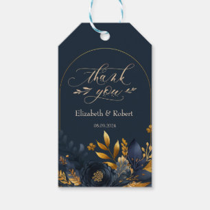 Navy Blue Flowers Gold Blätter Vielen Dank, dass S Geschenkanhänger