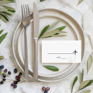Navy Blue Flugzeug Heart Travel Hochzeit in Urlaub Platzkarte