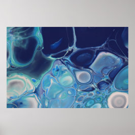 Navy Blue Fluid Abstrakt Modern Marble Swirl Art Poster