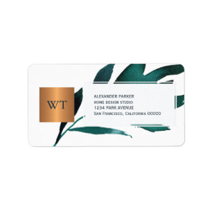 Navy Blue Folies Metallisches Kupferquadrat, Monog Adressaufkleber