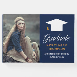 Navy Blue Foto 2023 Graduation Party Autograph Gästebuch