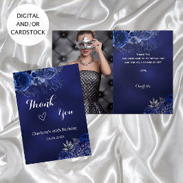 Navy Blue Foto Blume Geburtstag vielen Dank Karte