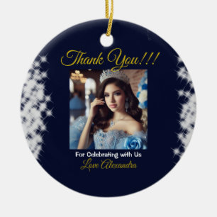 Navy Blue Foto Boho Quinceañera Spanischer Gefalle Keramik Ornament