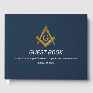 Navy Blue Freemasons Mauerwerk Platz und Kompass Gästebuch