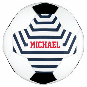 Navy Blue Fun Stripes Individuelle Name Fußball
