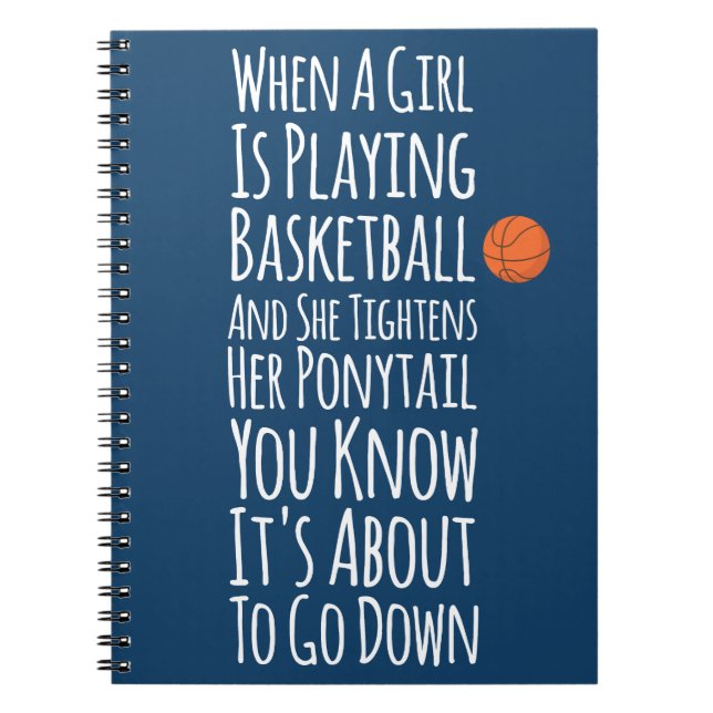 Navy Blue Funny Girls Basketball Basketball Player Notizblock (Vorderseite)