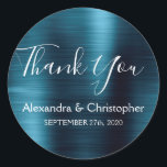 Navy Blue Gastgeschenk Hochzeit Vielen Dank Runder Aufkleber<br><div class="desc">Navy Blue Wedding Siegel Gefallen Vielen Dank Sticker. Dieser Aufkleber kann auf Ihren Namen und Ihr Hochzeitsdatum angepasst werden und zum Siegel Ihrer Hochzeitseinladungen oder Liebestaschen verwendet werden. Dieser Navy Blue Hochzeitsaufkleber ist Teil der Rose Gold Hochzeitskollektion. Bitte kontaktieren Sie den Designer,  wenn Sie passende Artikel wünschen.</div>