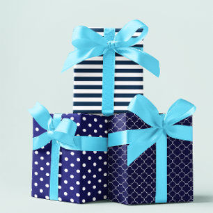 Navy Blue Gemustert Geschenkpapier Set