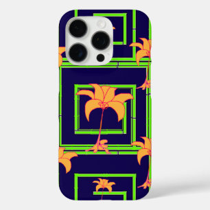 Navy Blue Geo Floral iPhone 16 Pro Hülle