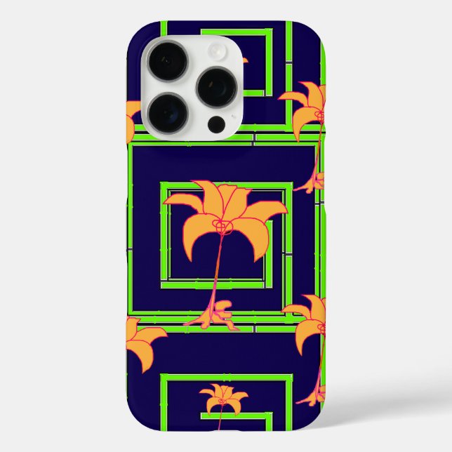 Navy Blue Geo Floral Case-Mate iPhone Hülle (Rückseite)