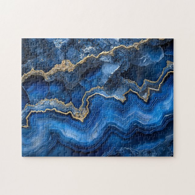 Navy Blue Geode Slide mit Gold Veins Puzzle (Horizontal)