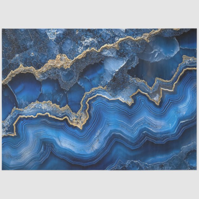 Navy Blue Geode Slide mit Gold Veins Seidenpapier (Vorderseite)