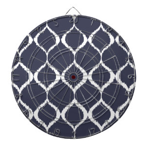 Navy Blue Geometric Ikat Tribal Print Pattern Dartscheibe