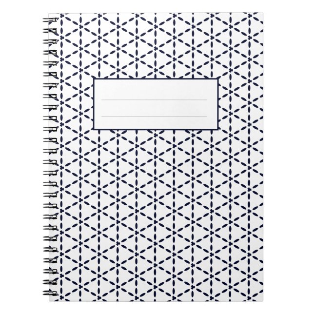 Navy Blue Geometric Pattern on White Notizblock (Vorderseite)