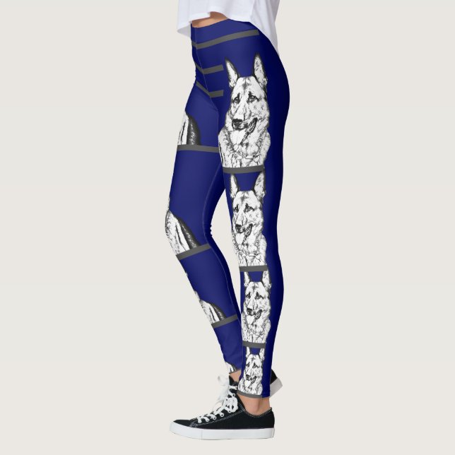 Navy Blue German Shepherd Dog Leggings (Links)