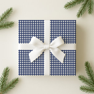 Navy Blue Gingham Holiday Wrapping Paper Geschenkpapier