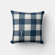 Navy Blue Gingham Kariert Mit Monogramm