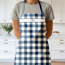 Navy Blue Gingham Karo Schürze
