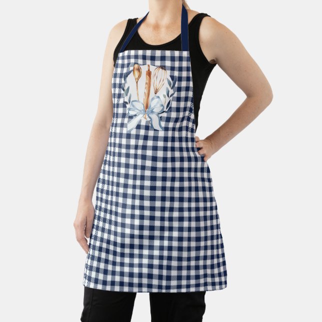 Navy Blue Gingham Küchenutensilien Backen Schürze (InSitu)