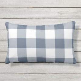 Navy Blue Gingham Pattern geprüft Kissen Für Draußen