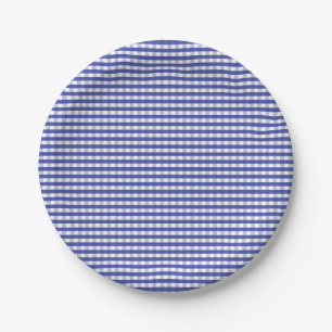 Navy Blue Gingham Pattern Pappteller