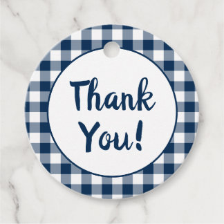 Navy Blue Gingham Vielen Dank Geschenkanhänger