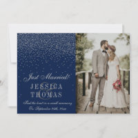 Navy Blue & Glam Silver Confetti Foto Wedding