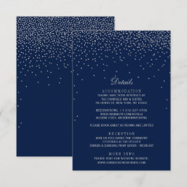 Navy Blue & Glam Silver Confetti Wedding Begleitkarte