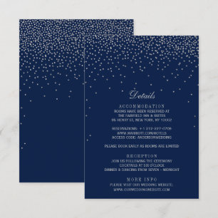 Navy Blue & Glam Silver Confetti Wedding Begleitkarte