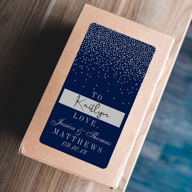 Navy Blue & Glam Silver Confetti Wedding Geschenk (Von Creator hochgeladen)