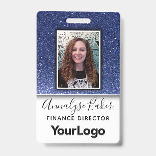 Navy Blue Glitzer Beruflich RN Nurve Foto Name Ausweis