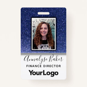 Navy Blue Glitzer Beruflich RN Nurve Foto Name Ausweis